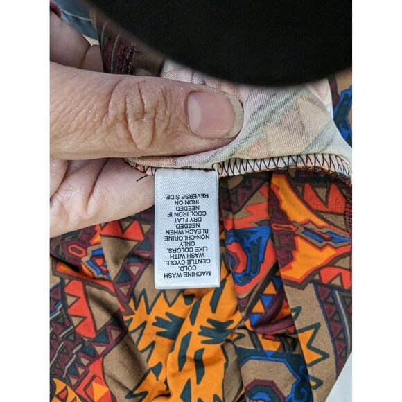 Catos Size XL Skirt Maxi Orange Brown Red Blue Aztec Design Soft - Picture 5 of 5